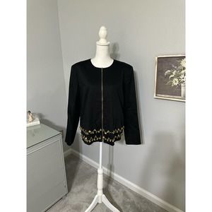 Victor Costa Black with Gold Detailing Zip Up Jacket